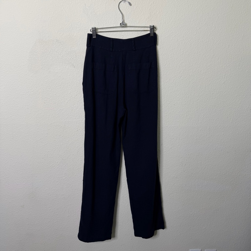 LACAUSA Echo Trousers Pleated Cotton‎ Navy Blue Wide Leg Women’s Size XS - Picture 4 of 7
